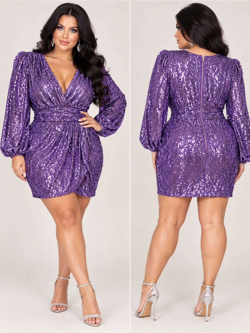 Fashion Nova Purple Sequin Showstopper Party Mini Dress 1X